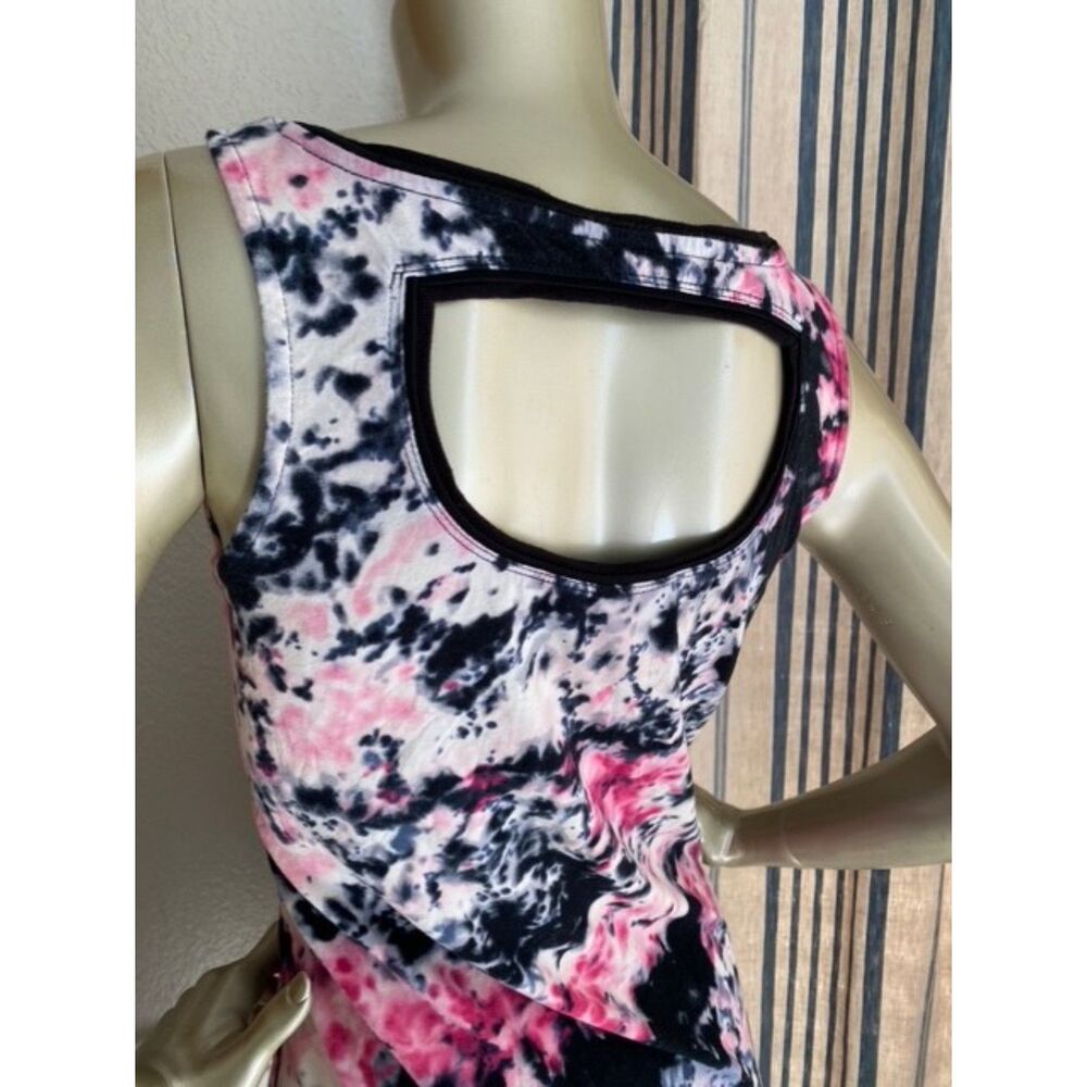 EUC Zac Posen x Target Pink Black Tie Dye Open Back T-Shirt Tank Dress M